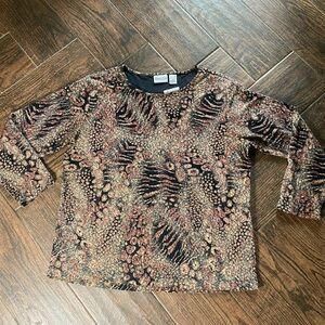Vintage Long Sleeve Animal Print Top